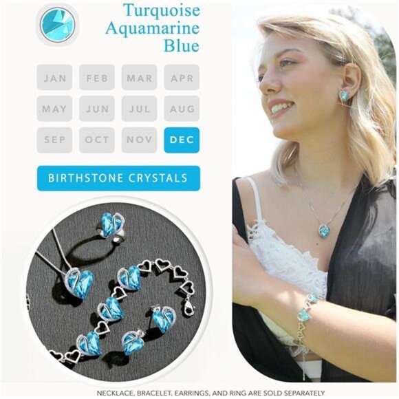 Leafael Infinity Love Heart Birthstone Crystal Stud Earrings for Women - Picture 4 of 7